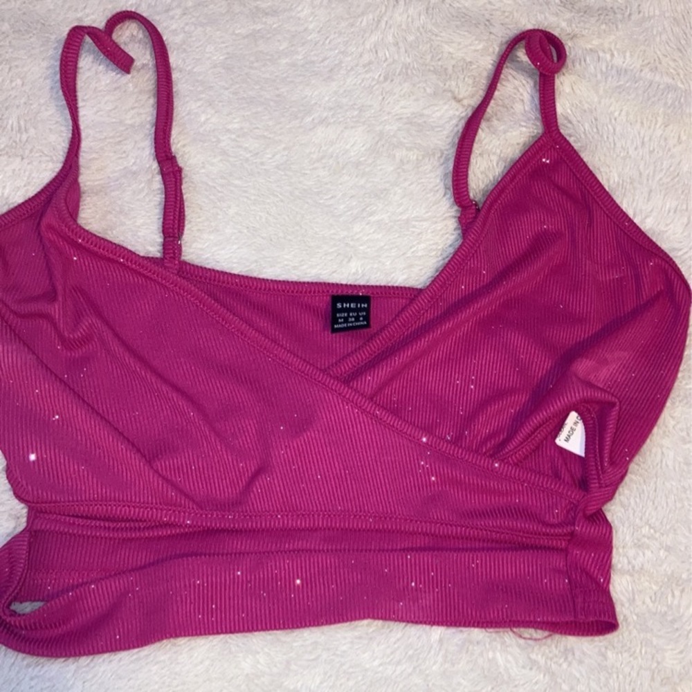 Sparkly pink crop top from shein